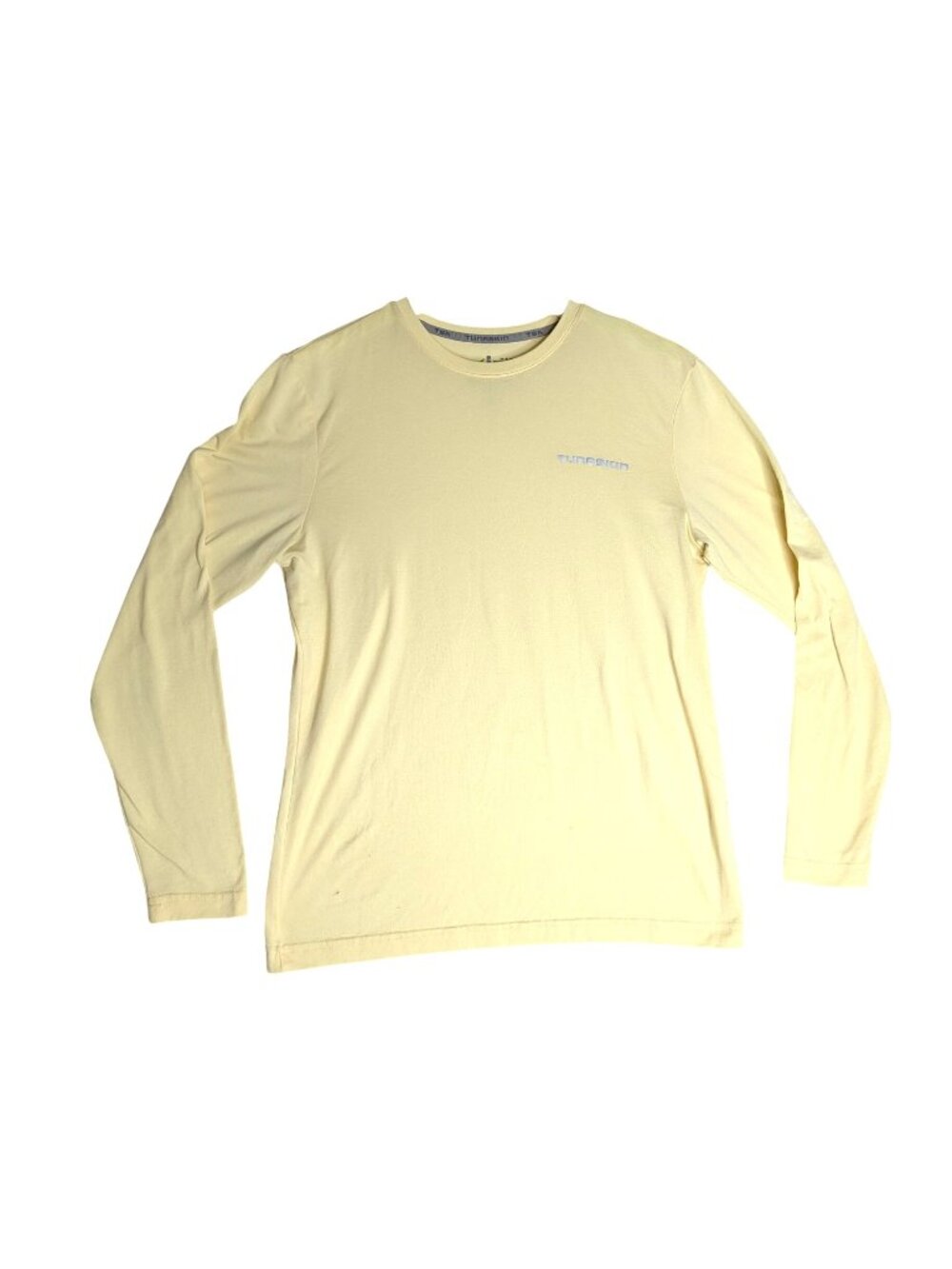 Tuna Skin Mens Pale Yellow Sz S Long-Sleeve Shirt Eco Performance Moisture-Wicki